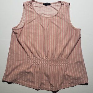 Banana Republic Pink/White Striped Sleeveless Tee